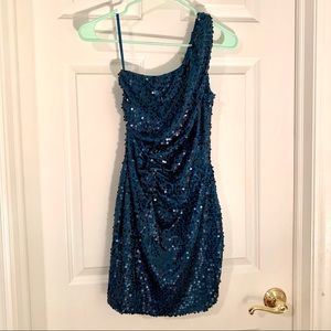 Sequin, one shoulder dress